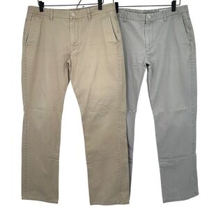 Bonobos Bundle Washed Chinos Mens Sz 35/32 Straight Fit Khaki Gray Cotton Pants